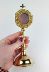 High Polished Brass Monstrance Reliquary for Catholic Church or Home Use 8 Inch