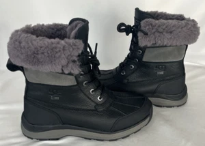 UGG Adirondack III Black Grey Gray Waterproof Leather Snow Boots Size 7.5 - Picture 1 of 10