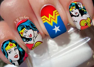 Wonder Woman Nail Art Stickers Transfers Decals Set of 22 - A1255 - Picture 1 of 3