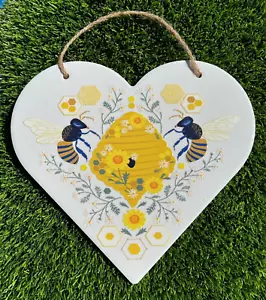 'Bees & Bee Hive' Ceramic Wall Plaque Sign Hanging Wall Decor - Picture 1 of 6