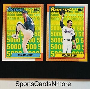 Nolan Ryan 1990 Topps #4 and #5 ~ The Rangers & Astros Years ~ NM -MT or Better