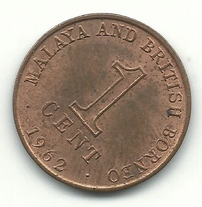 VINTAGE HIGH GRADE AU + 1962 MALAYSIA BRITISH BORNEO - ONE CENT-JUN426 - Picture 1 of 2