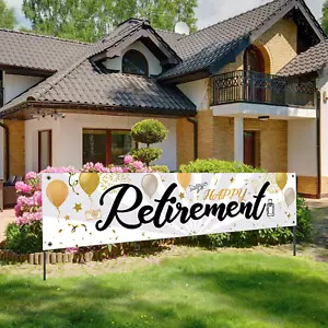 Retirement Decoration Banner 72.8 X 15.7 Inch Large Fabric Yard Sign Backdrop fo - Picture 1 of 12