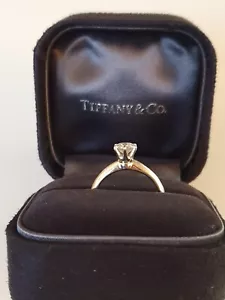 Tiffany & Co Platinum 950 Knife Edge 0.49ct VS2/i Solitaire Diamond Ring Size J - Picture 1 of 22