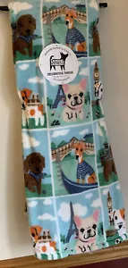 CLEARANCE PRICED!!!FRENCH BULLDOG AND DAUCHSHUND THROW BLANKET SPRING DESIGN - Picture 1 of 4