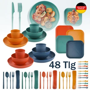 48er Set Camping Teller Kunststoff Campinggeschirr Tellerset Essteller Picknick - Bild 1 von 17