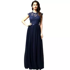 MIUSOL Maxi Dress Woman's Small Lace Bodice Ribbon Waist Gown Formal Event - Picture 1 of 12