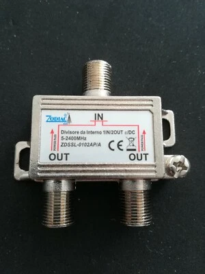 PARTITORE DIVISORE TV ANTENNA DIGITALE TERRESTRE SATELLITE 1 INGRESSO 2 USCITE F - Immagine 1 di 4