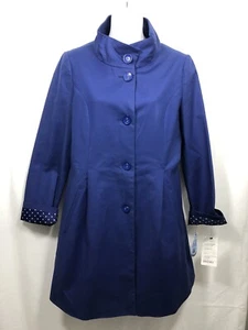 Pendleton Water Repellant Rain Coat Women's Size S Royal Blue Polka Dot Lining - Picture 1 of 12