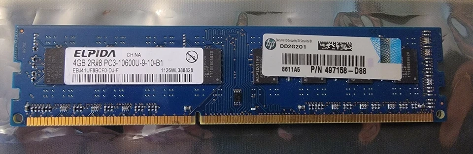 Elpida EBJ41UF8BCF0-DJ-F 4GB DDR3-1333 PC3-10600 Memory Module (HP-497158) - Image 1 of 1