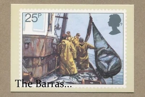 Fishing, HAULING, SEINE NET. By Artist, Brian Sanders. UK ROYAL POST, POSTCARD - Picture 1 of 2