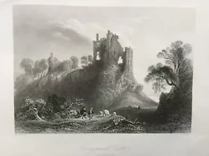 1844 Estampado antiguo; Castillo de Carrigogunnell, Clarina, Irlanda después de Bartlett - Imagen 1 de 2