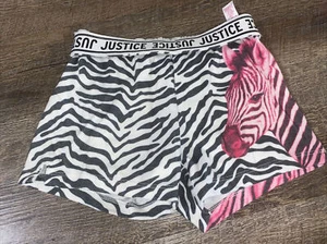 Justice Soft Cozy Zebra Black White Pink Shorts Size 5 Guc - Picture 1 of 4