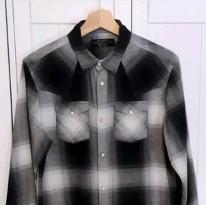 Camisa de Franela All Saints XS Extra Pequeña Negra Gris Western Stumpville - Imagen 1 de 11