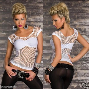 SCHÖNES SOMMER MESH ENG ANLIEGENDES OBERTEIL FLÜGELÄRMEL KRISTALLWEISS TAILLE S - L / 790 - Bild 1 von 5