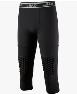 Youth Boys 3/4 Basketball LEAO Compression Pants with Knee Pads Quick Dry(Large) - Picture 1 of 2