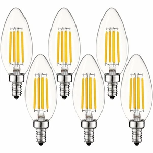 6-Pack Luxrite E12 LED Bulb 60W Equivalent 2700K 550lm Dimmable Candelabra Bulb - Picture 1 of 7