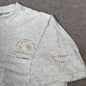 Vintage World Trade Center Disaster Relief T Shirt Mens 2XL Gray 911 Made In USA - Picture 1 of 10