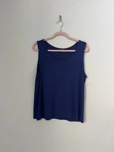 Eileen Fisher Seide ärmellos Tunika Top groß blau minimalistisch Georgette Bluse - Bild 1 von 5