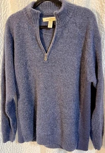 Y2K Tommy Bahama 1/4 Zip Langarm Wollmischung Pullover Sweater Herren L Ellenbogen - Bild 1 von 24