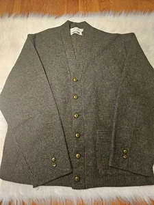 Vintage Jersild Wool Birdseye Cardigan 40 Green 50s Wool Sweater Made in USA  FA - Picture 1 of 15