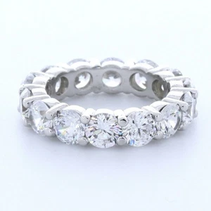 5 1/2ct tw F VS2 Round Natural Certified Diamonds 14K Gold Classic Eternity Ring - Picture 1 of 2