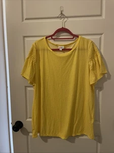 LuLaRoe Stephanie Flutter Smock Sleeve Top - Large - Picture 1 of 6