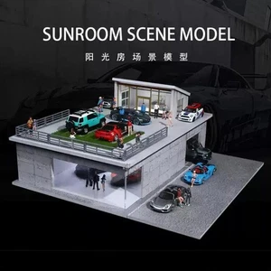 Diorama 1/64 auto garage modello illuminazione led città edificio scena display modellino giocattolo - Foto 1 di 17