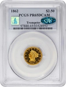 1862 LIBERTY HEAD $2.5 PCGS PR 65 DCAM - Picture 1 of 4