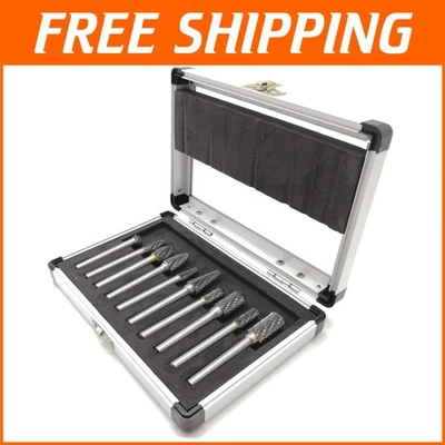 Complete Assorted Carbide Burr Set - 10-Pcs Double Cut for Wood, Metal & More! - Image 1 of 4