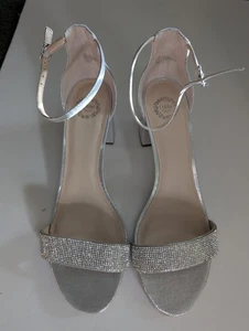 Sexy I MILLER TRUE SILVER EMELY GLITZERNDE OPEN TOE RIEMCHENSCHUHE MIT HOHEM ABSATZ 11 M - Bild 1 von 6