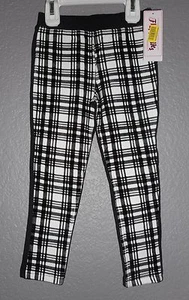 FLAPDOODLES LEGGINGS PANTS GIRL'S sz 4 BLACK & WHITE PLAID FRONT, SOLID BACK NWT - Picture 1 of 5