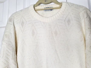 Vtg Y2K Area by Tag Sweater Unisex Large Acrylic Knit Cream Argyle USA Skiing - Picture 1 of 7