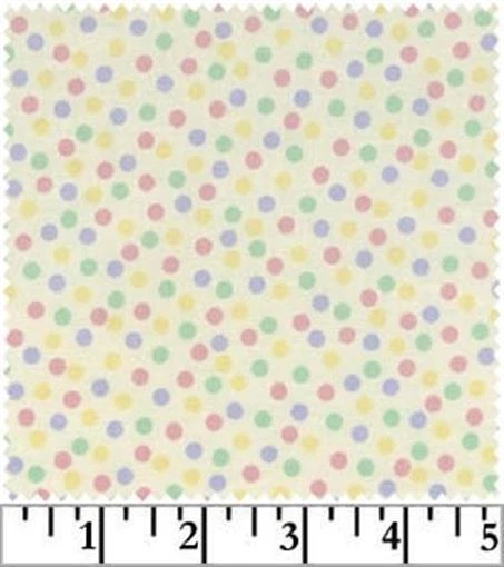 Almost 1 yard Retired VIP Pastel Color Polka Dot on light cream Cotton Fabric - Image 1 of 1