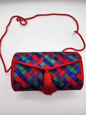 Cartera sin asas tejida de satén con borla y correa de cuerda - Neiman Marcus - Multicolor Foto 1 de 4