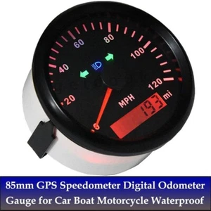 85mm Digital GPS Speedometer Odometer Gauge 0-120MPH For Car Boat Motorcycle - Picture 1 of 6