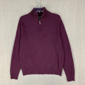 J. Crew Herren Pullover Gr. Medium Burgund Lammwolle 1/4 Zip Pulli Strick Mock - Bild 1 von 7
