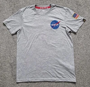 Alpha Industries Heather Grey NASA Small Aeronautical Mens T-shirt Casual RRP£40 - Picture 1 of 6