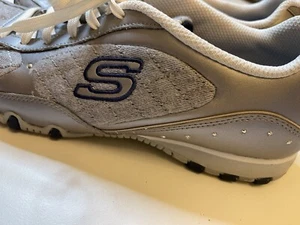 Scarpe Skechers Bling 21375 in tela e pelle Bling chiaro blu e grigio donna 9,5 - Foto 1 di 6