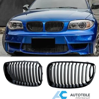 Grill Kühlergrill Nieren Glanz Schwarz für BMW E81 E82 E87 E88 Einzelsteg 07-13 - Bild 1 von 4
