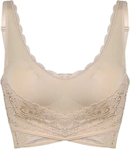1 Sports Bras X Front Side Lace Support Panel Removable Pads Vertvie Women - Picture 1 of 5