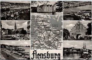 Ansichten von Flensburg Deutschland Büttenrand Postkarte - Bild 1 von 2