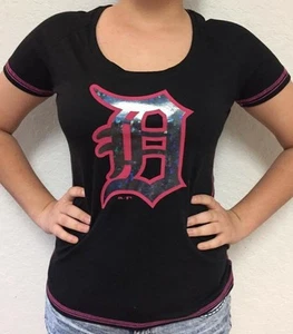 Women's Detroit Tigers Majestic Black T-Shirt - Picture 1 of 1