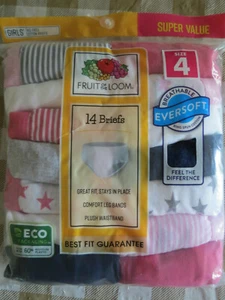 Fruit of the Loom Girls Tagless Briefs Underwear 14 Pack Size 4 BN FREE SHIP - Picture 1 of 4
