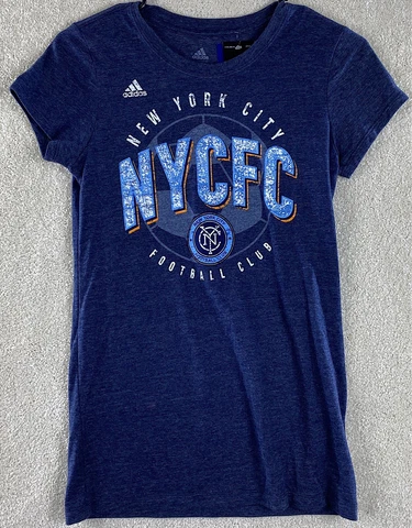 New York City FC MLS T Shirt Adidas Size Small Blue Womens T Shirt Soccer Cover