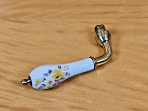 Vintage Brass and Porcelain Floral Door Handle - Picture 1 of 6