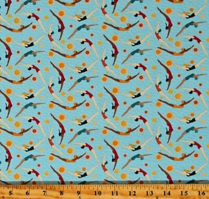 Cotton Surf's Up Swimmers People Swimming Summer Fabric Print by Yard D588.76 - Picture 1 of 1