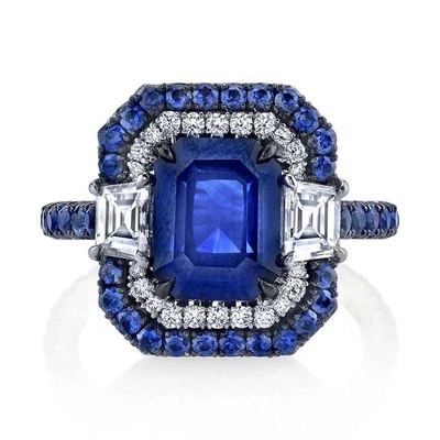 Anillo de compromiso para mujer circonita azul AAA circonita cúbica relleno de oro blanco regalo talla 6-10 Foto 1 de 2