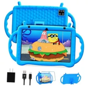 Kids Tablet 10 inch Android 14 Tablet for Kids Octa-Core 10+64GB GMS Blue - Picture 1 of 8