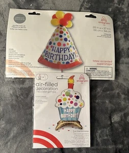 Birthday Balloons Party Latex Foil Hat Cupcake Air Filled Colorful Jumbo Kids - Picture 1 of 13